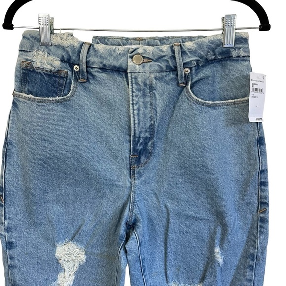 Good American Good Vintage Jean Straight Leg Distressed Hi Rise Size 6 / 28 NWT - Picture 2 of 11